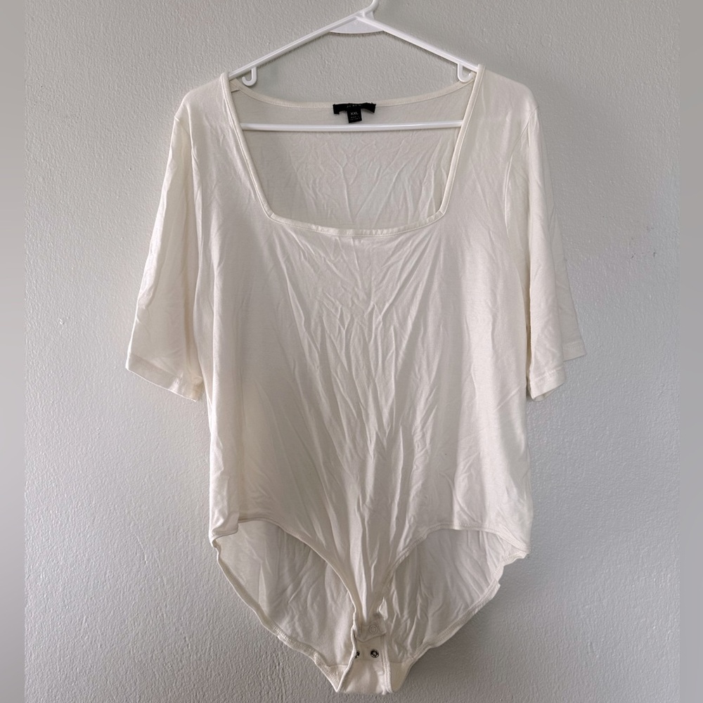 J Crew Squareneck stretch bodysuit in Ivory Size XXL